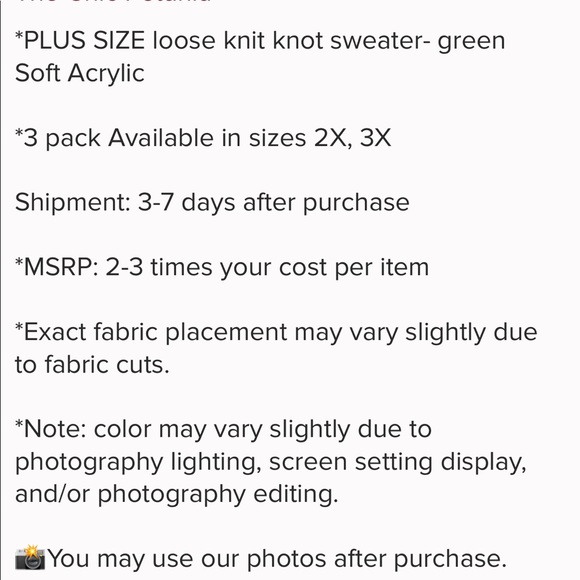 Plus Army green loose knit front knot sweater - Picture 4 of 4